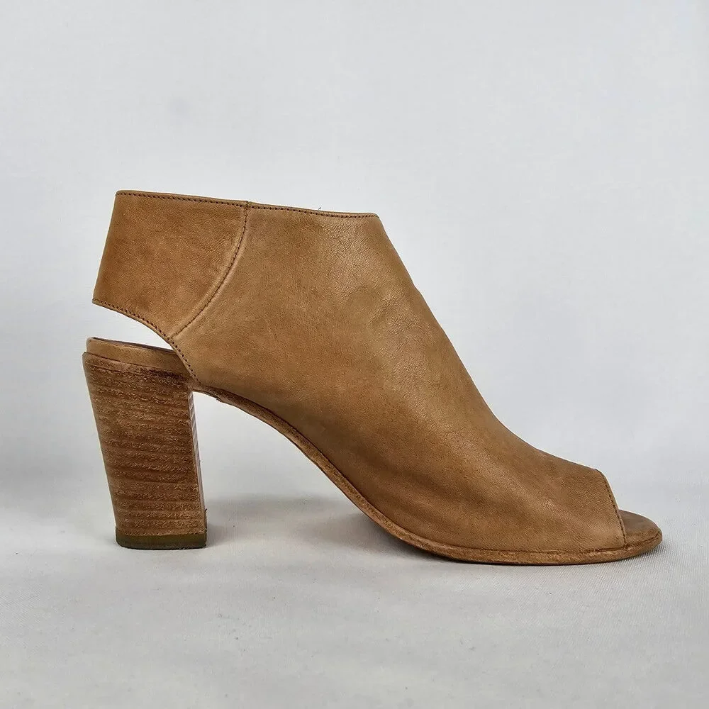 Mimosa Brown Leather Brown Leather Heeled Sandals Size 10.5 - Picture 2 of 7